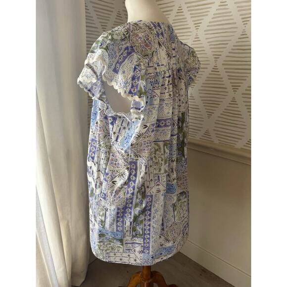 Entro Women’s Large Ric Rac Ruffle Purple Green Mini Dress - Picture 5 of 10